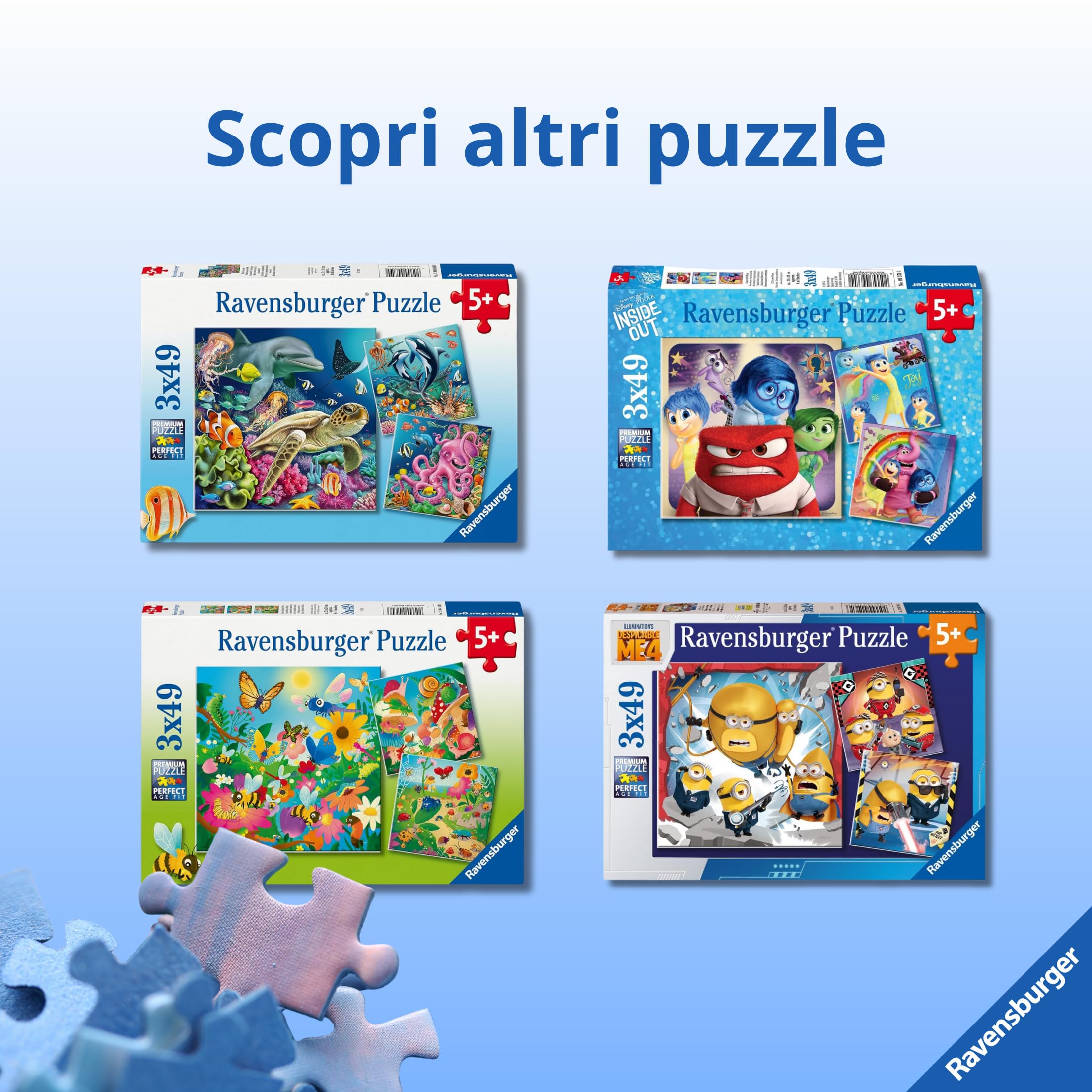 Ravensburger Puzzle Luca 3x49 Pezzi – Triplo Divertimento Per Bambini Dai 5 Anni In Su