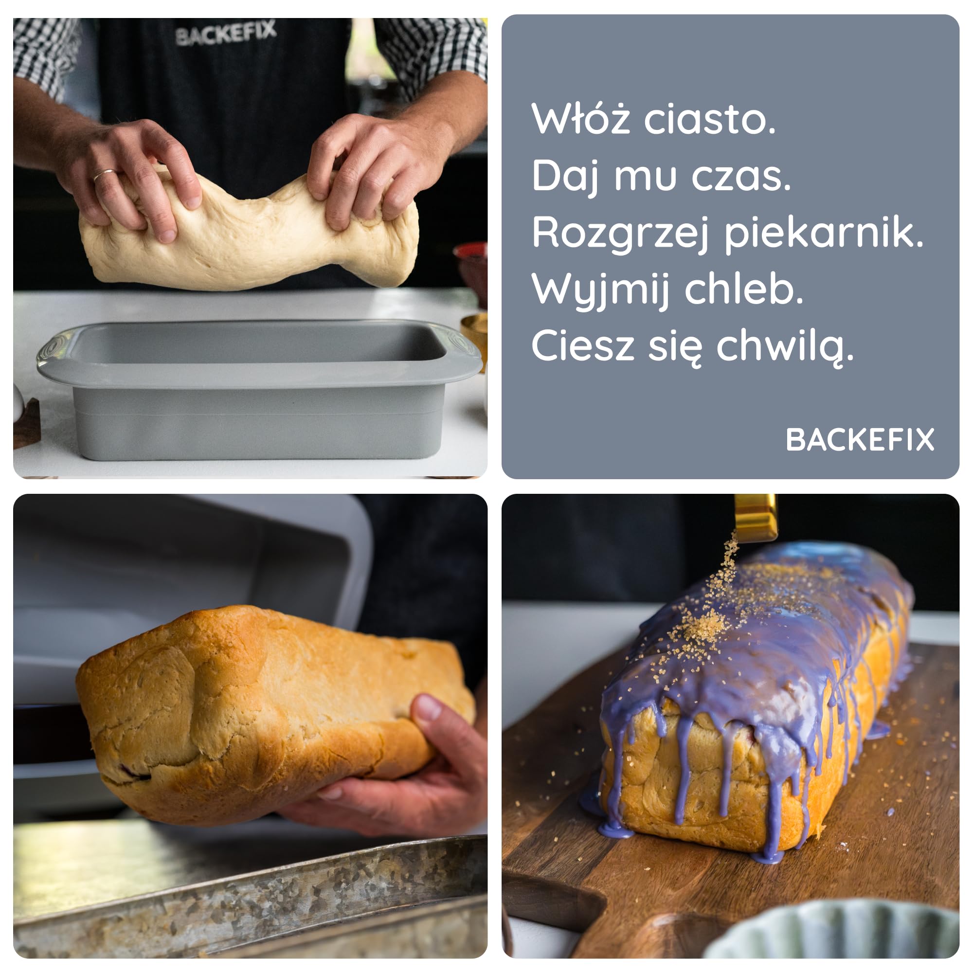 Backefix forma do pieczenia chleba z silikonu, 26 cm – Duża forma do pieczenia w kształcie prostokąta o pojemności 2100 ml na chleb i ciasto z dodatkową grubością ścianek, aby zapobiec wypukłym