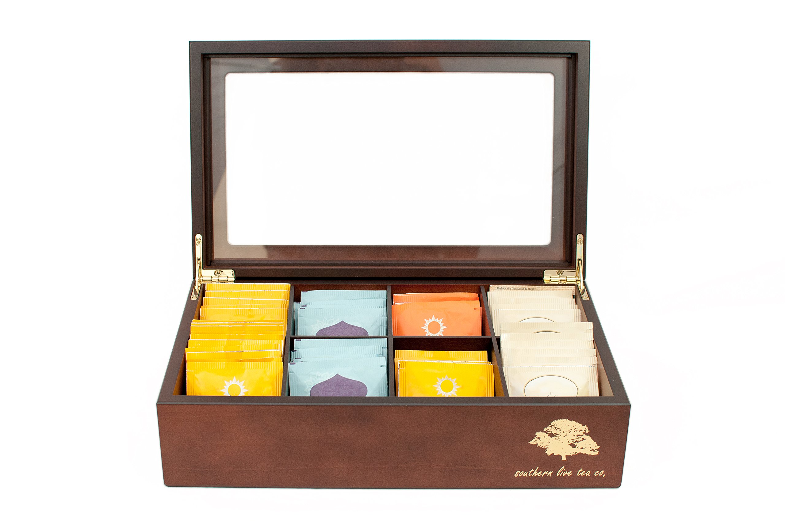 Buy Southern Live Tea Company Deluxe 8 Compartment Wooden Tea Box Chest (Mahogany) Online at