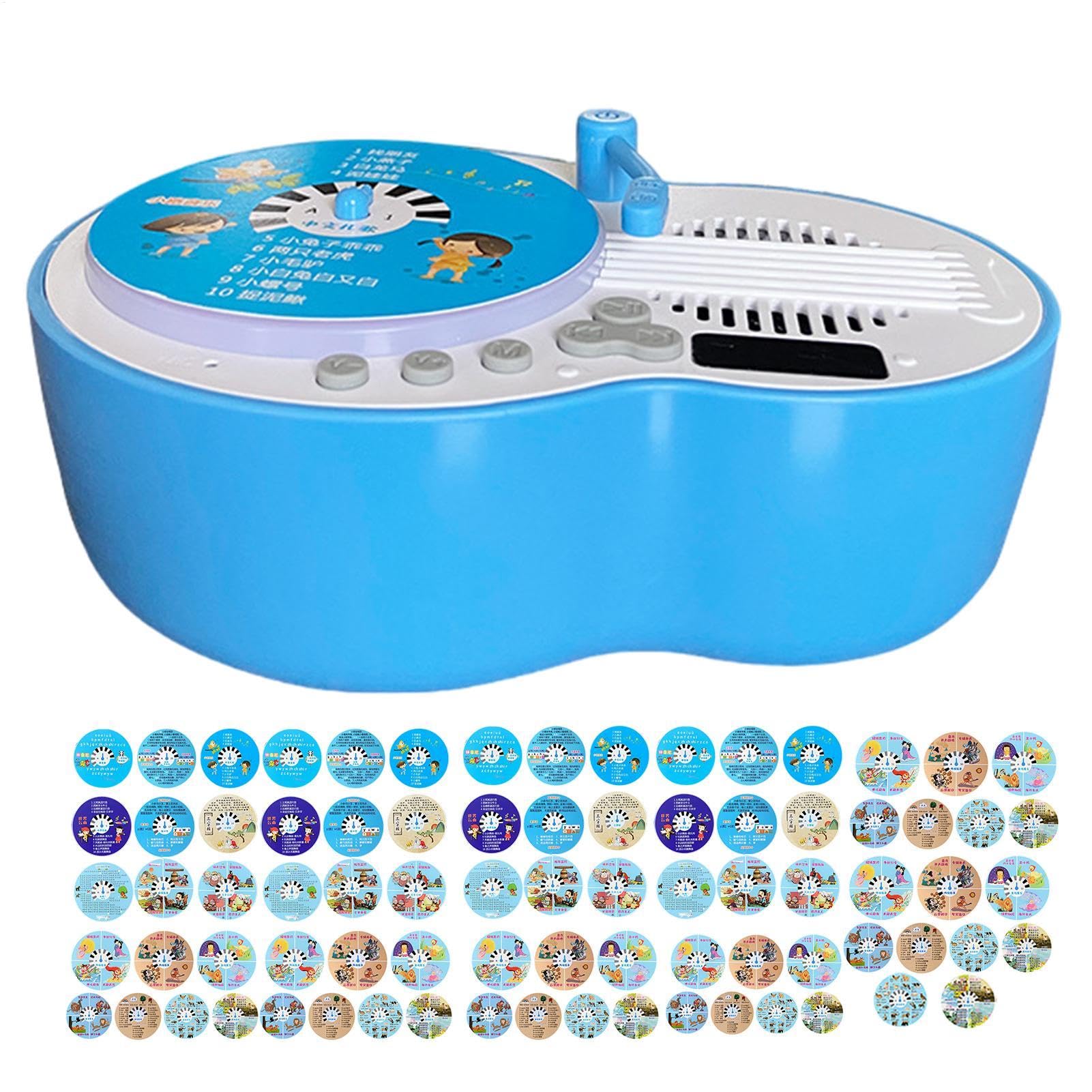 Tocadiscos De - Reproductor Cuentos Musicales para Niños Pequeños,Historias Canciones Fonógrafo - Sensorial con 84 Tarjetas para Educación Infantil Temprana.