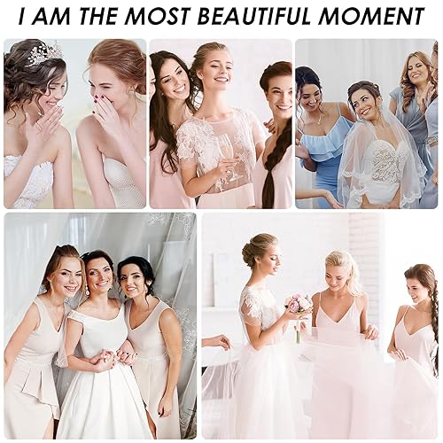 Miniatura 5 de Yolev 3 horquillas para el pelo de novia de flores blancas, perlas, flores plateadas, piezas de pelo de boda, accesorios para el cabello para novias