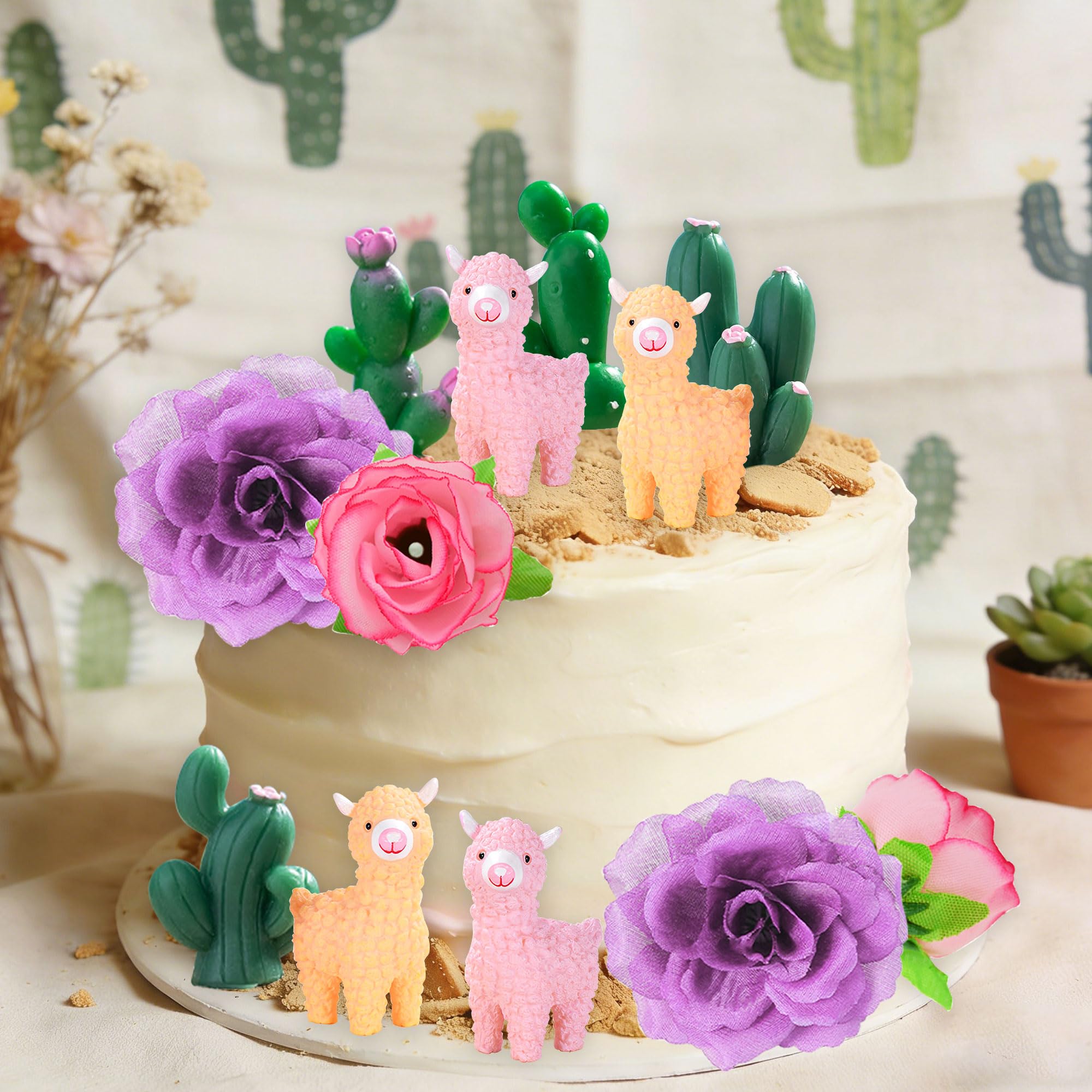 Llama Cactus Alpaca Cactus Cake Topper Decorations for Mexican Fiesta Birthday Baby Shower Cinco De Mayo Party Supplies - Image 7