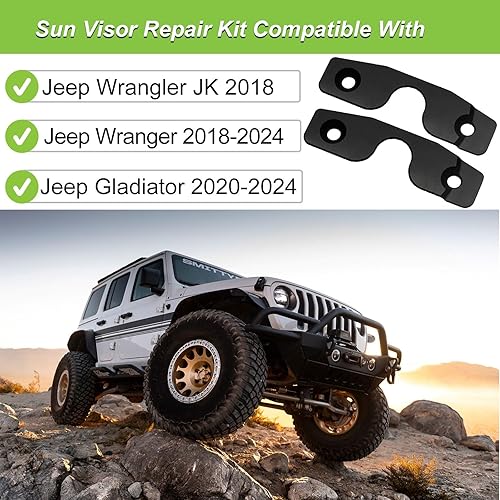Miniatura 3 de Supuse Kit de reparación de visera solar, compatible con Jeep Wrangler JK, JL, JT Gladiator 2018-2022, reemplazo del lado del conductor, utilizado