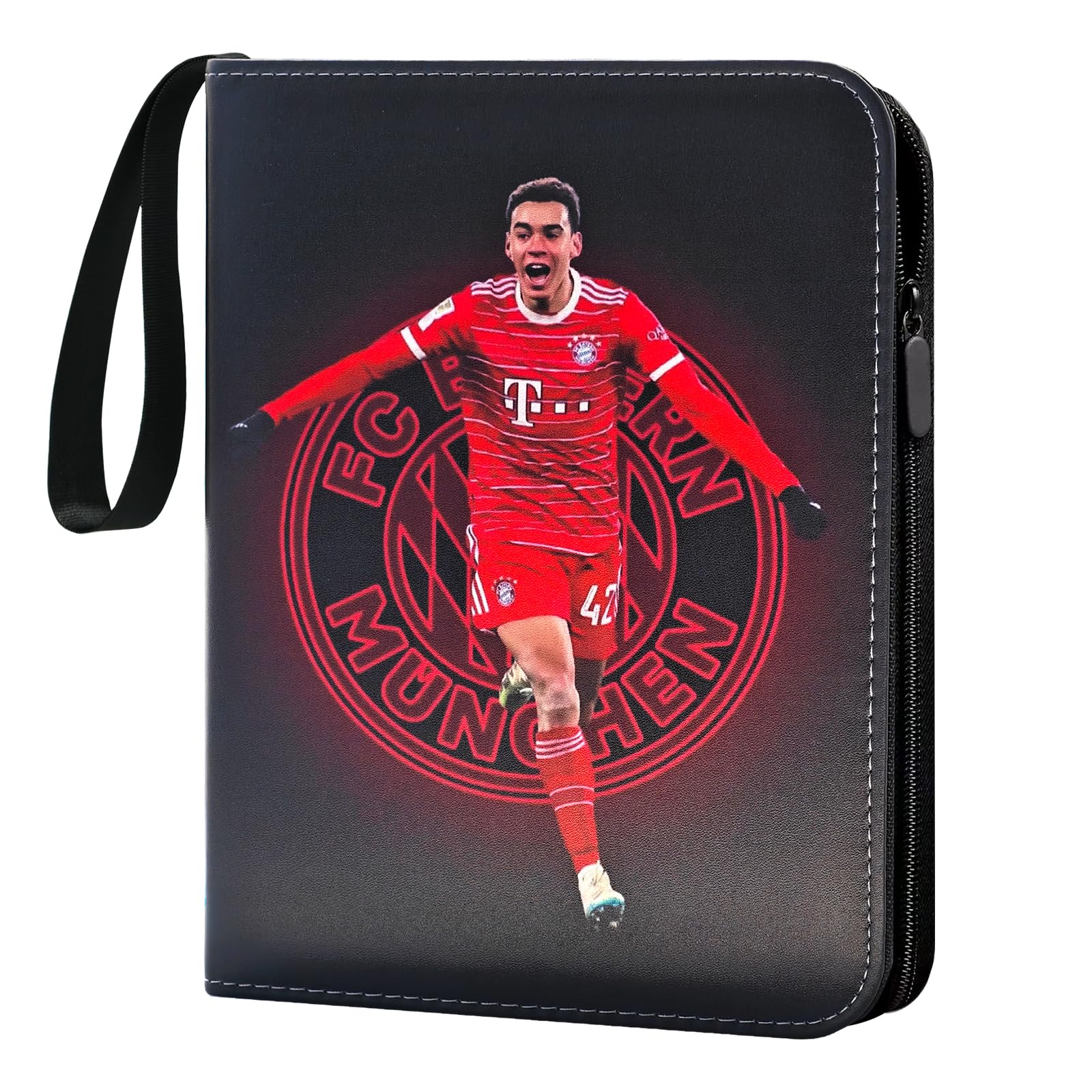 COQOYO Fussball Sammelkarten Album 4 Taschen 50 Hüllen für 400 Karten, Fußball Karten Sammelalbum Sammelmappe Sammelheft Sammelbuch mit Reißverschluss Tragegriff, Sport Karten Heft Mappe Buch Ordner