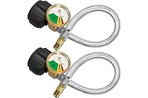 15-Inch RV Propane Pigtail Hoses with Gauge for 5LB - 40LB Propane Tanks