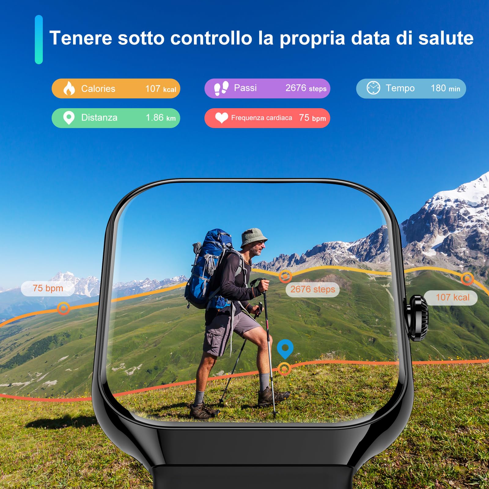 Togala Smartwatch con Effettua/Risposta Chiamate, Orologio Smartwatch Uomo Donna, 1.96'' Fitness Tracker con 113+Sportive/Sonno Cardiofrequenzimetro, Impermeabil IP68, Smart Watch per Android iOS