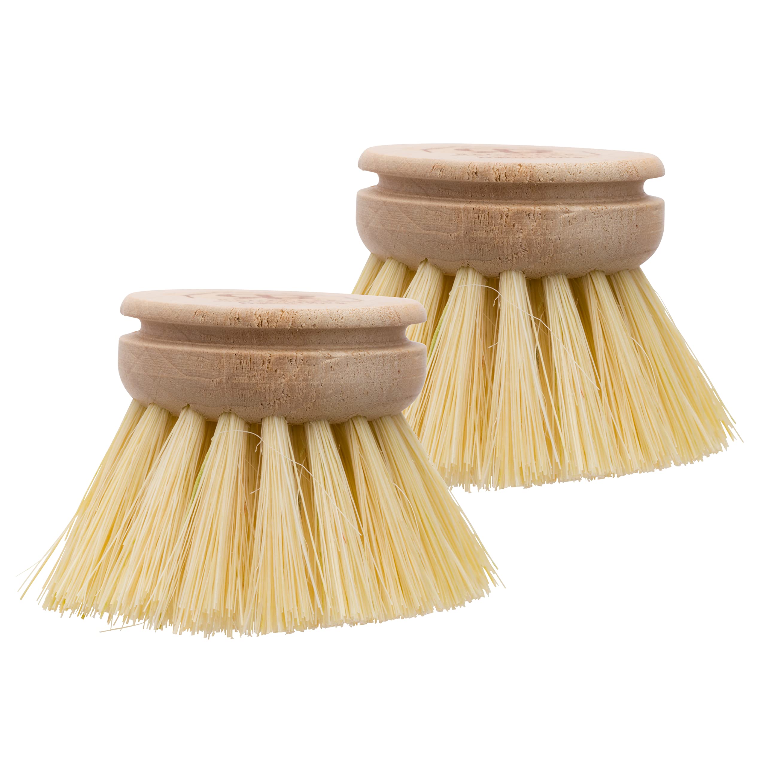 REDECKER Replacement Head for Dish Brush, 1-5/8-inch, Set of 2, 100% Natural Tampico Fiber and Untreated Beechwood, Made in Germany - Natural Dish