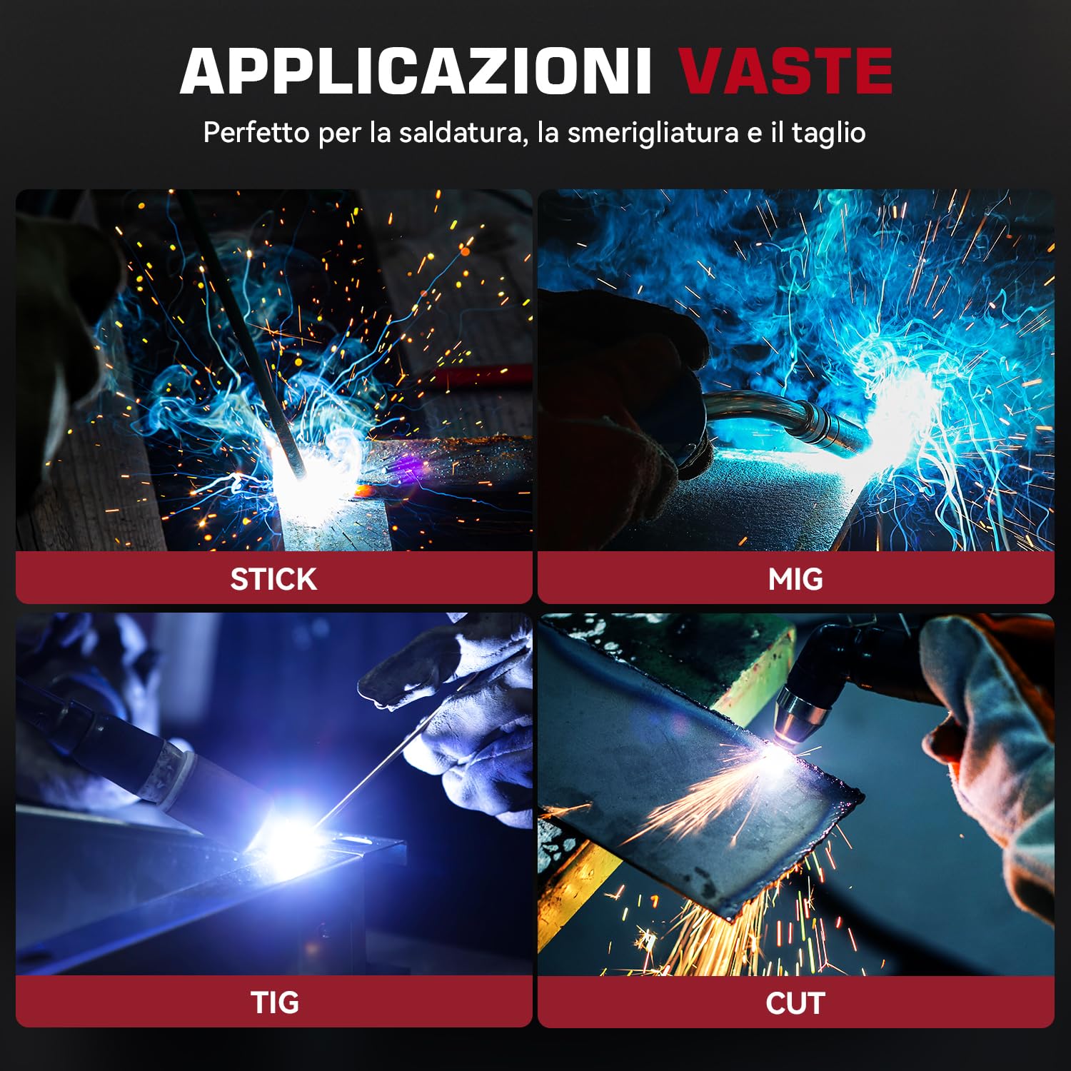 ARCCAPTAIN Maschera Saldatura Autoscurante, 100 x 93 mm, Con Ampio Campo Visivo, Real Colour Completamente Automatico, con Casco per Saldatura, Colore Vero, Ombra Larga 4/9-13 per MIG, TIG, ARC