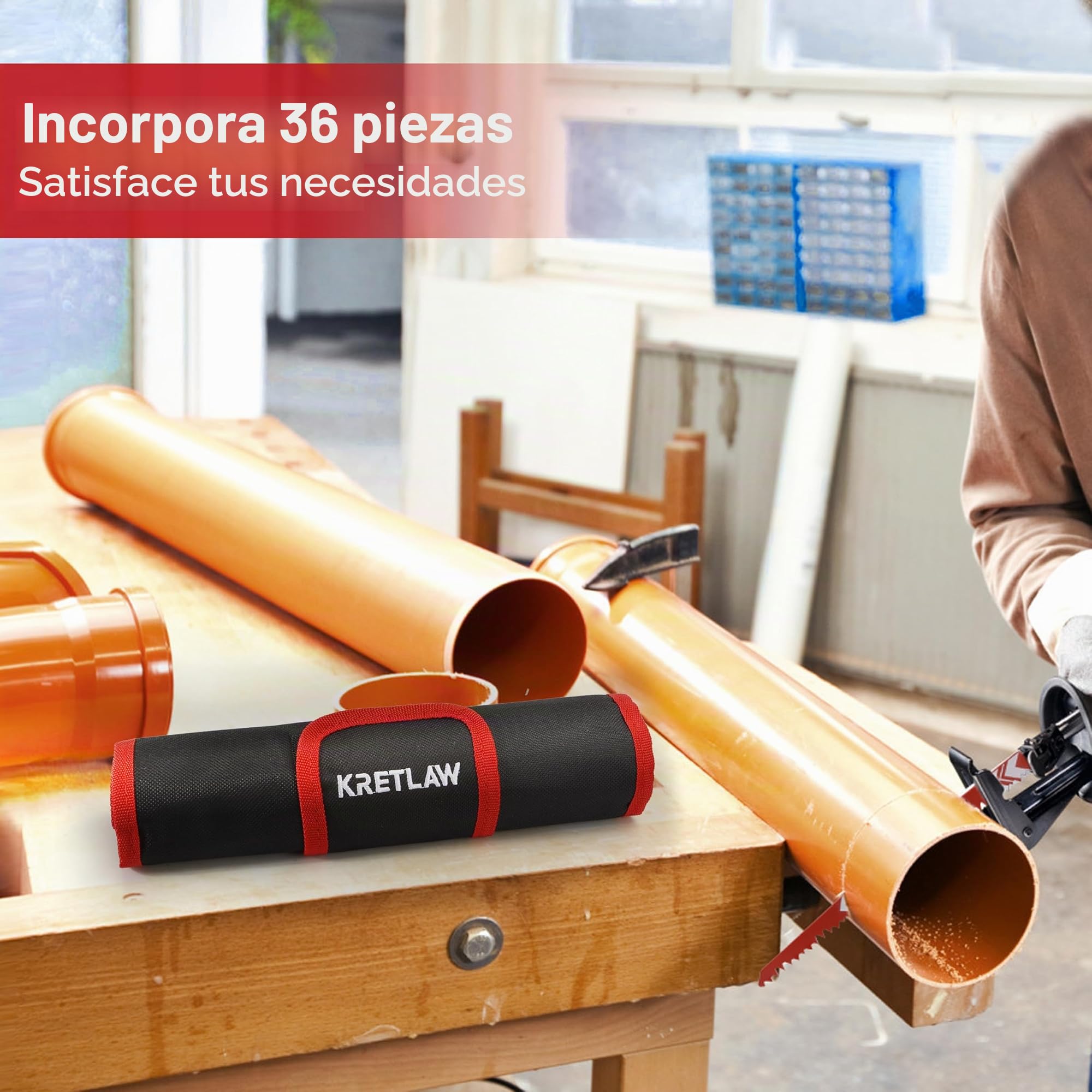 KRETLAW Juego de 36 hojas para sierra sable, hojas de repuesto Cr-V/Bi-metal para poda de árboles, madera, metal y plástico, con estuche