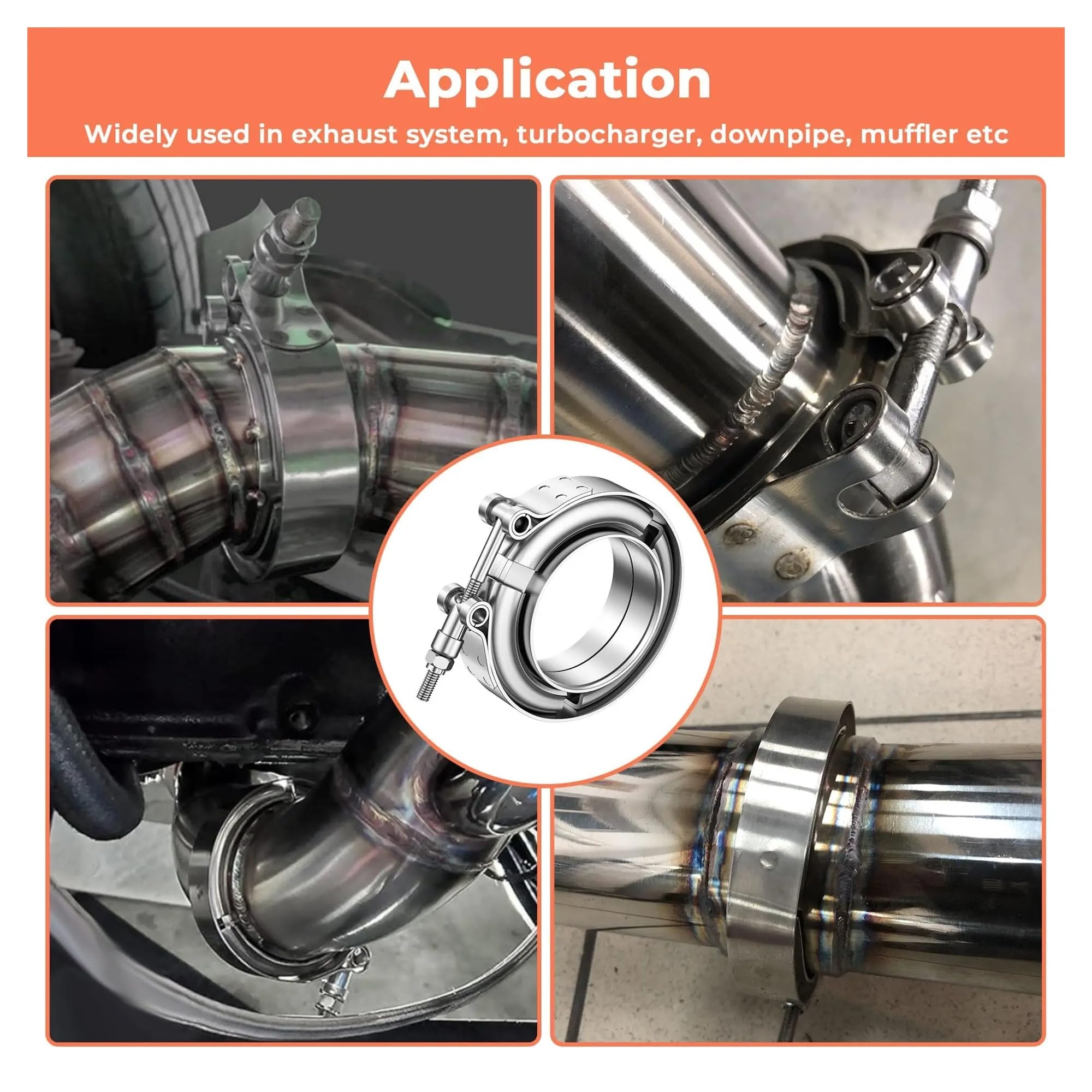 Opaska uszczelniająca wydech Zestaw zacisków ze stali nierdzewnej w kształcie litery V 1,5-5 cali do wydechu Intercooler Turbo Downpipe(3.25inch 82mm)