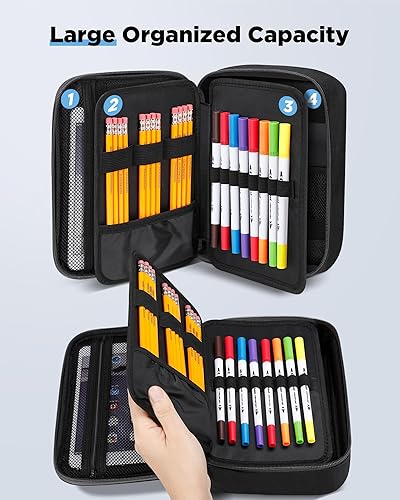 Miniatura 69 de Zannaki - cartuchera de gran capacidad para marcadores, lápices, lapiceras, papeles y sobres de carta, portador para billetera, diario, secundaria