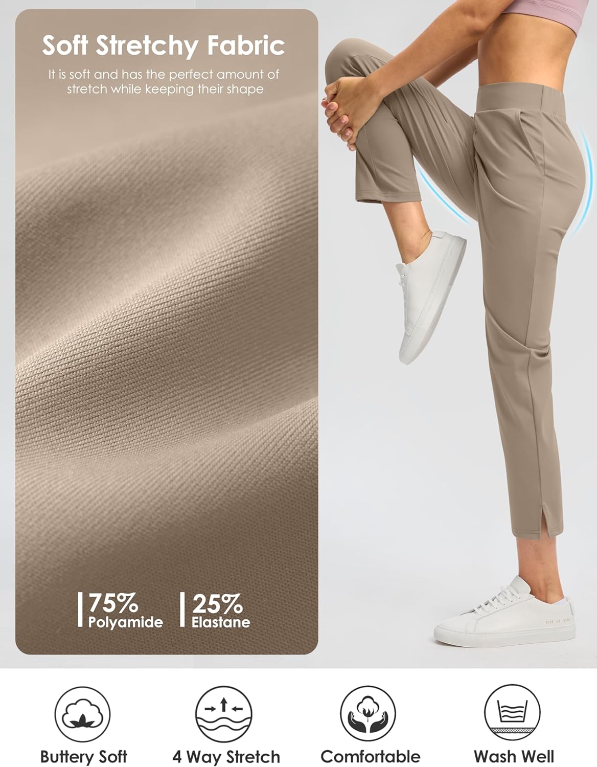 G GRADUAL Women's Pants Ankle 7/8 Golf Pants 3 Pockets Stretchy Petite Travel Pants Inner Drawstring for Work Business Casual - Image 6