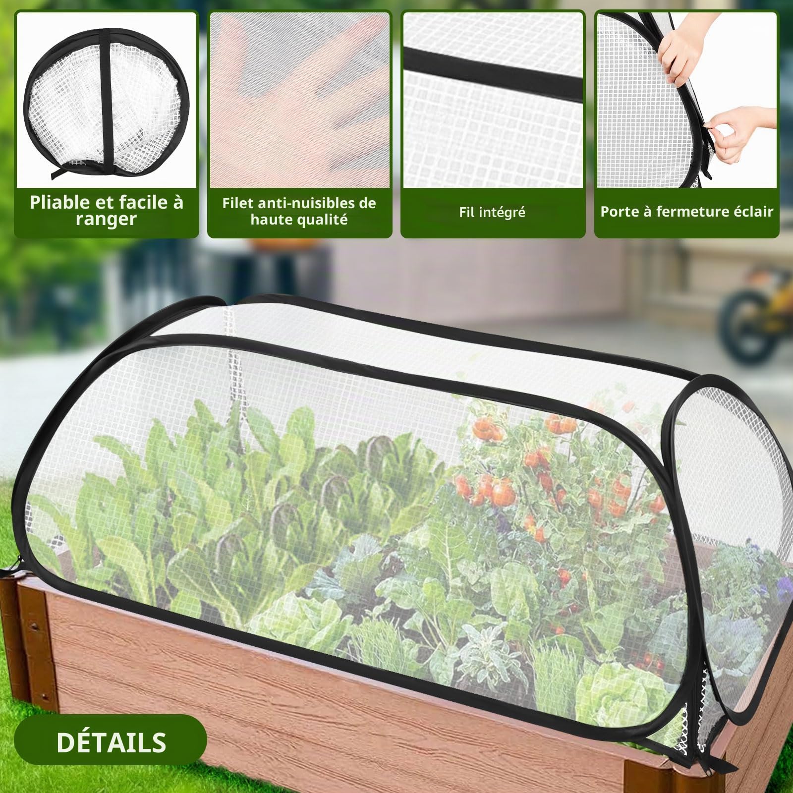 Lot de 2 Petite Serre de Jardin pour Légumes avec Fenêtres en Maille, 114 X 56 X 41 CM, Mini Serre de Jardin, Serre de Balcon avec Fermeture éclair, Matériau PE, Multi-usages