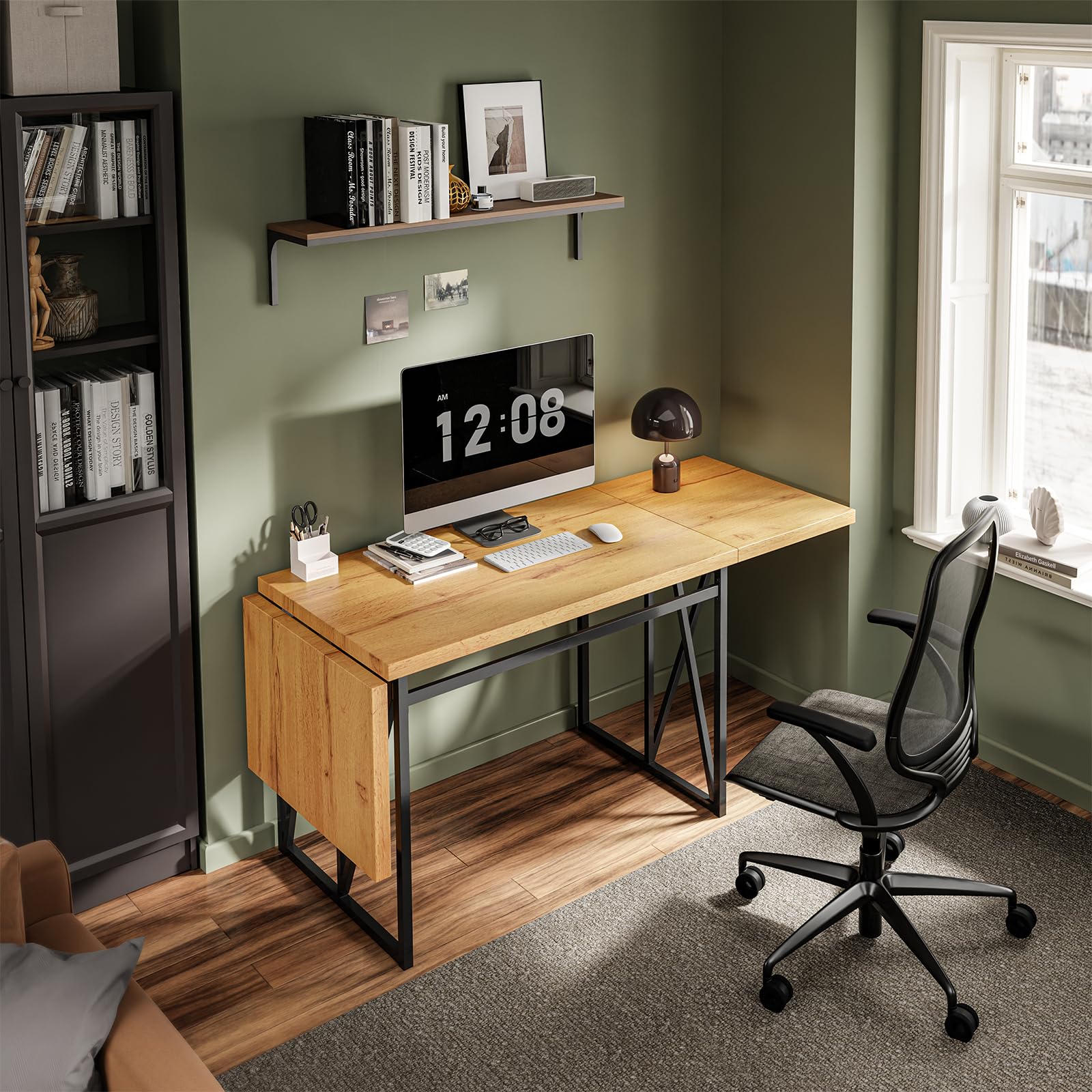 SoBuy Esstisch klappbar für 2-8 Personen, platzsparend, 65x(110-200) x76cm | Küchentisch ausziehbar, stabile Tischplatte in Holzoptik & Metallgestell, für Küche, Esszimmer & Arbeitsbereich, FWT113-N