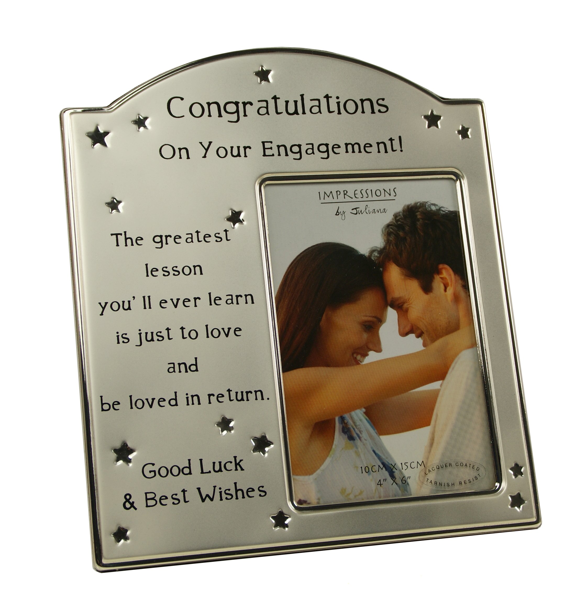 ukgiftstoreonline Engagement Silver Plated Photo Frame With Sentiments Gift Boxed