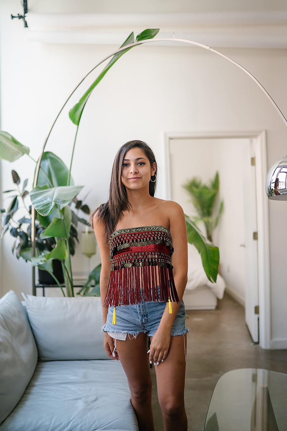 Belly Dance Hip Scarf - Tribal Coins Wave Shape Hip Skirt Belly Dancing Belt Tassel Fringe Shawl Wraps Belts for Women/Girls - Image 5