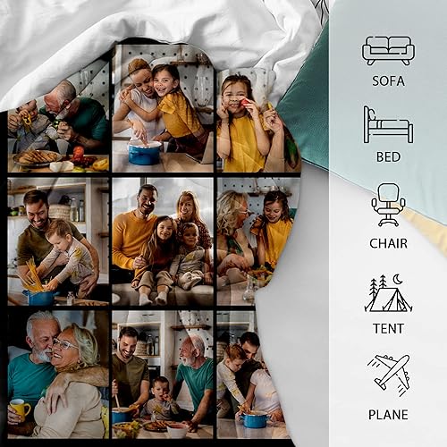 Miniatura 6 de Manta personalizada con texto de fotos, collage de fotos personalizada, manta de forro polar, regalos para el día del padre, día de la madre, niña,