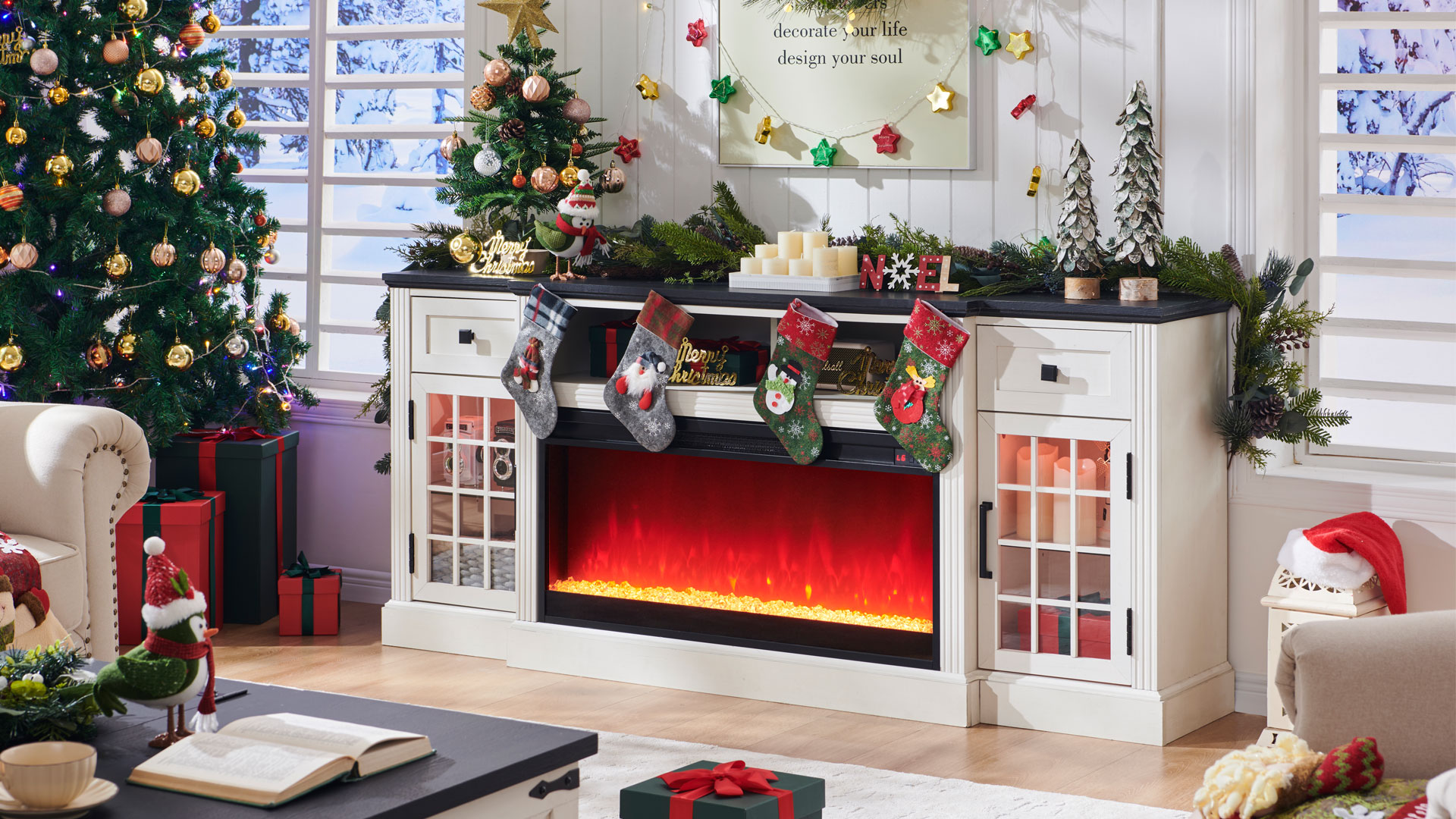 Amazon.com: JXQTLINGMU Fireplace TV Stand for 80 Inch TV