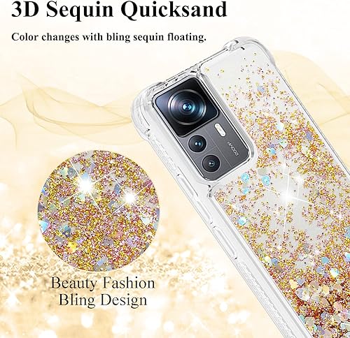 Miniatura 6 de Viene con Xiaomi 12T Pro Case Glitter Sparkle Gold, Lujo Xiaomi 12T Pro Phone Case Xiaomi 12T Silicona Brillante Bumper Funda Protectora