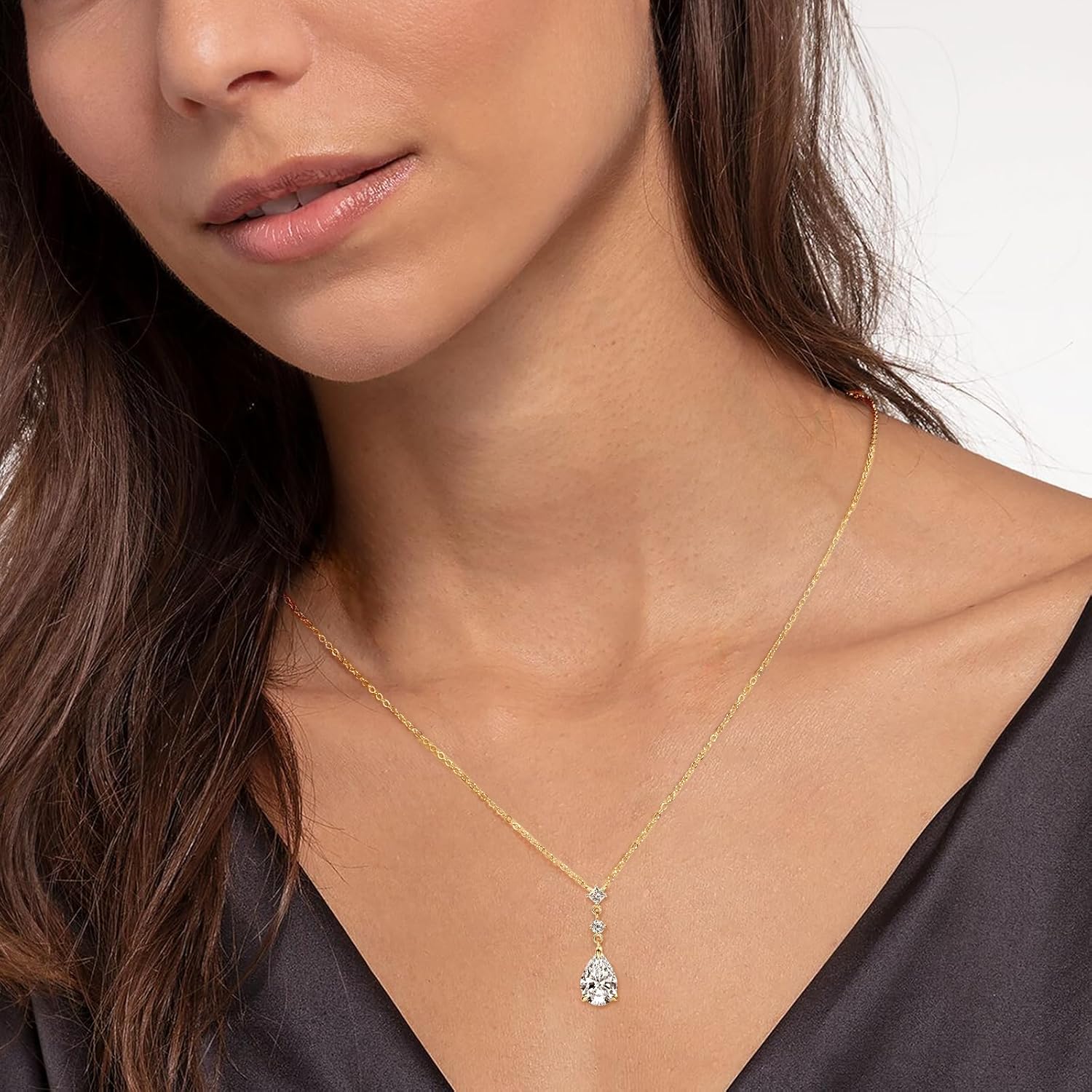 2CT Pear Cut Moissanite Pendant Necklace D Color VVS1 925 Sterling Silver Dainty Pendant for Women Wife Girlfriend Birthday Gifts - Image 6