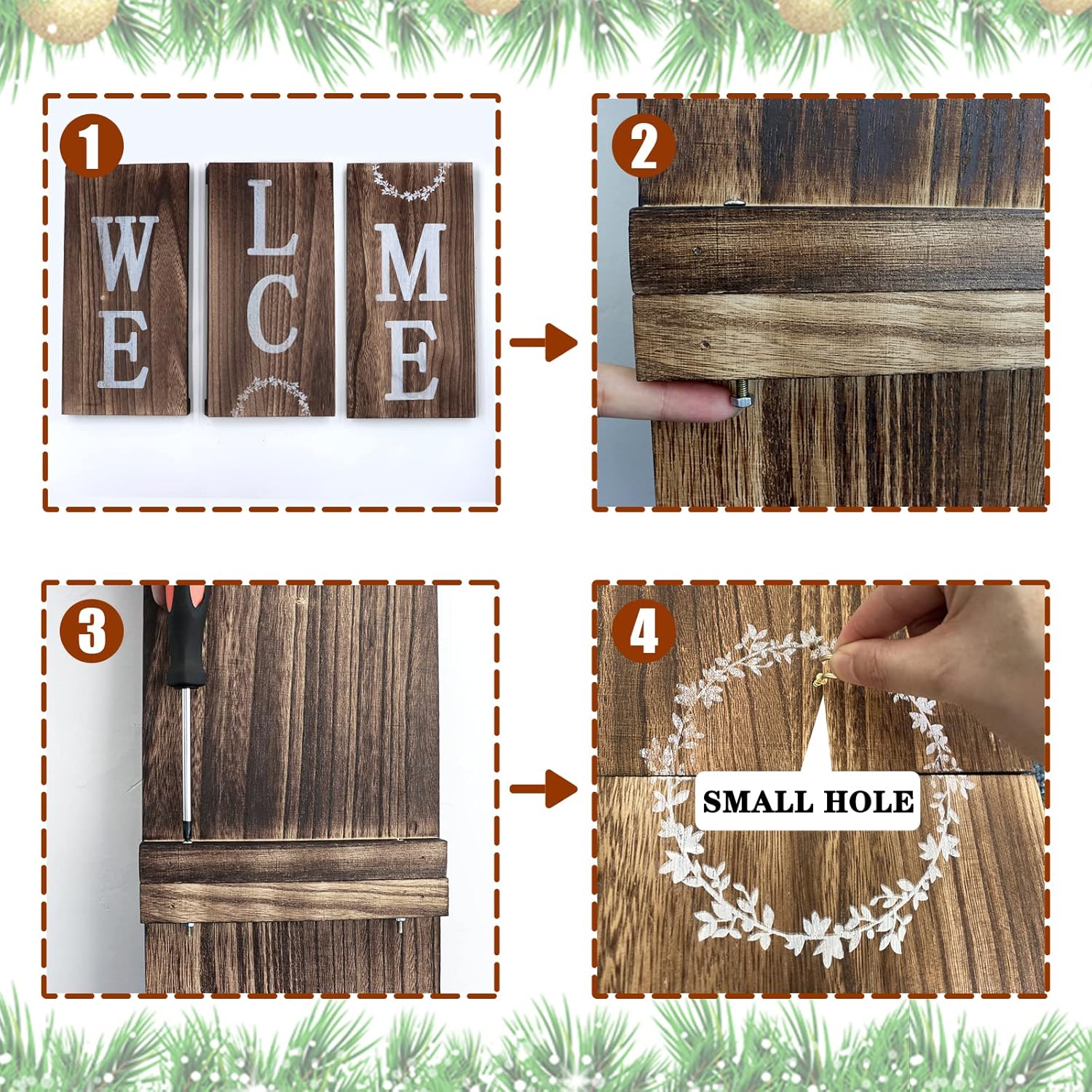 Tafatee Welcome Sign for Front Door Porch with 9 Seasonal Icons 4 Feet Tall Farmhouse Vertical Wooden Christmas Outdoor Indoor Decorations Welcome Home Decor Sign Wall (Brown) : Patio, Lawn & Garden