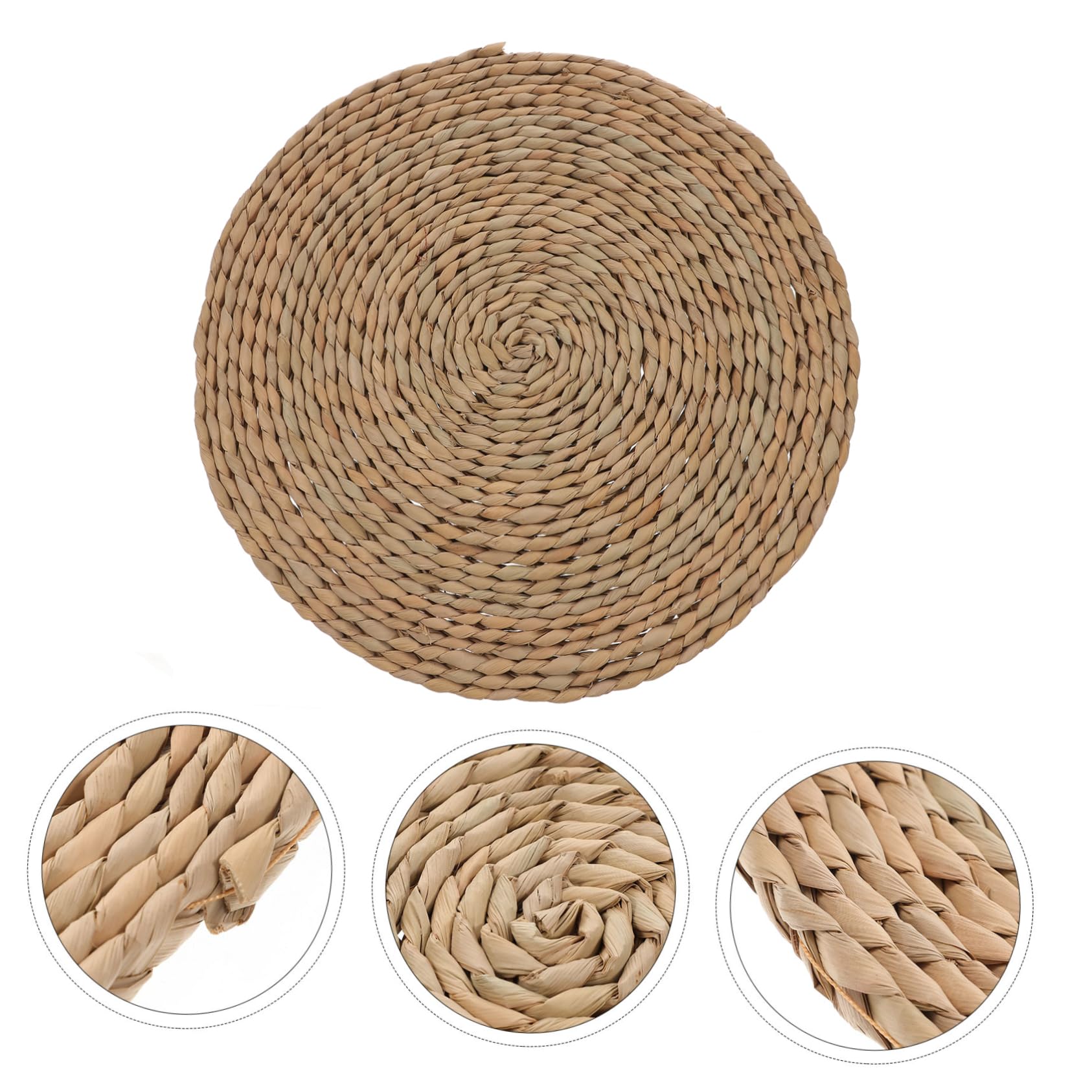 Operitacx Set de Table Rustique Tissé en Paille Marron Rond, Isolant Thermique et Résistant la Chaleur, Protège la Table Cuisine et Maison