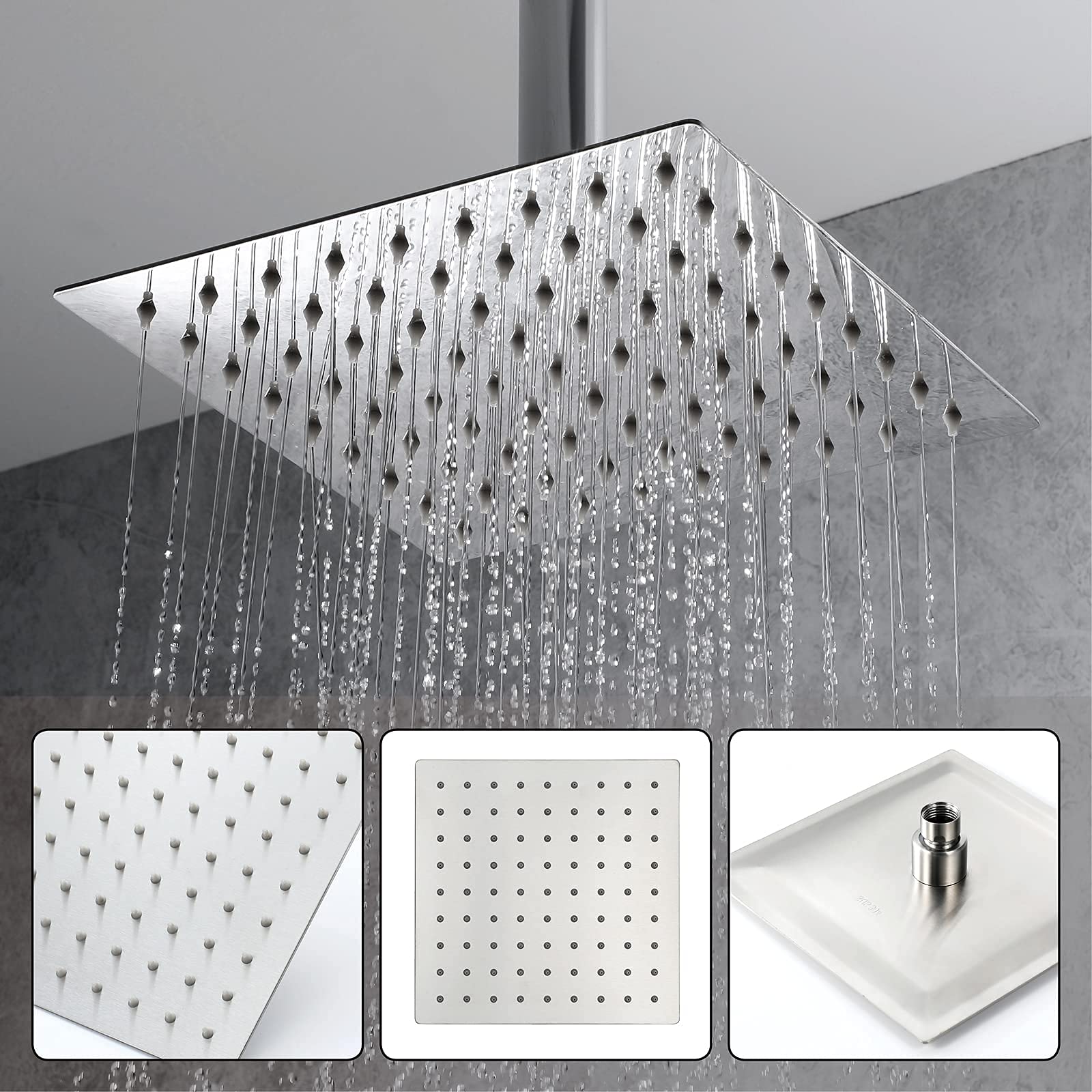 Shower Body Sprays Systems - Cabezal de ducha de lluvia de 10 pulgadas con 6 pulverizadores corporales y ducha de mano, juego de ducha mezclador de lluvia de 3 funciones, cromado, D (B)