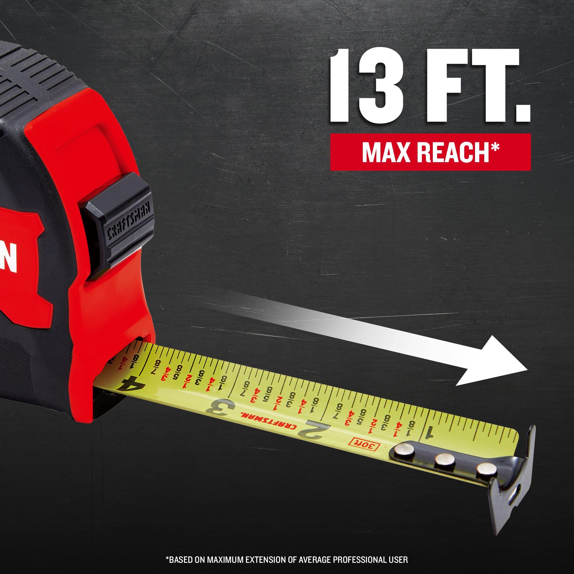 CRAFTSMAN Cinta métrica, agarre compacto, 30 pies (CMHT37445S)