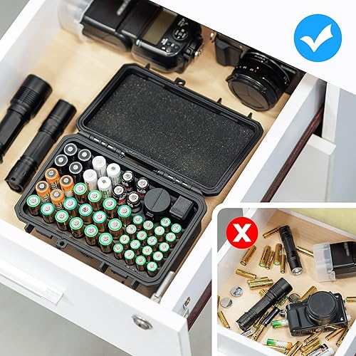 Vista 78 de KIWIFOTOS 14 Slots 18650 Battery Organizer Case Protective Hard Storage Case Shockproof 18650 18350 Battery Holder Box Batteries Container Caja
