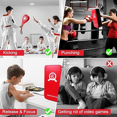 Miniatura 6 de Boxing Pads Curved Focus Punching Mitts Training Hand Target Pads Gloves Training Focus Pads for Kickboxing, Karate, Muay Thai Kick, Sparring, Dojo,