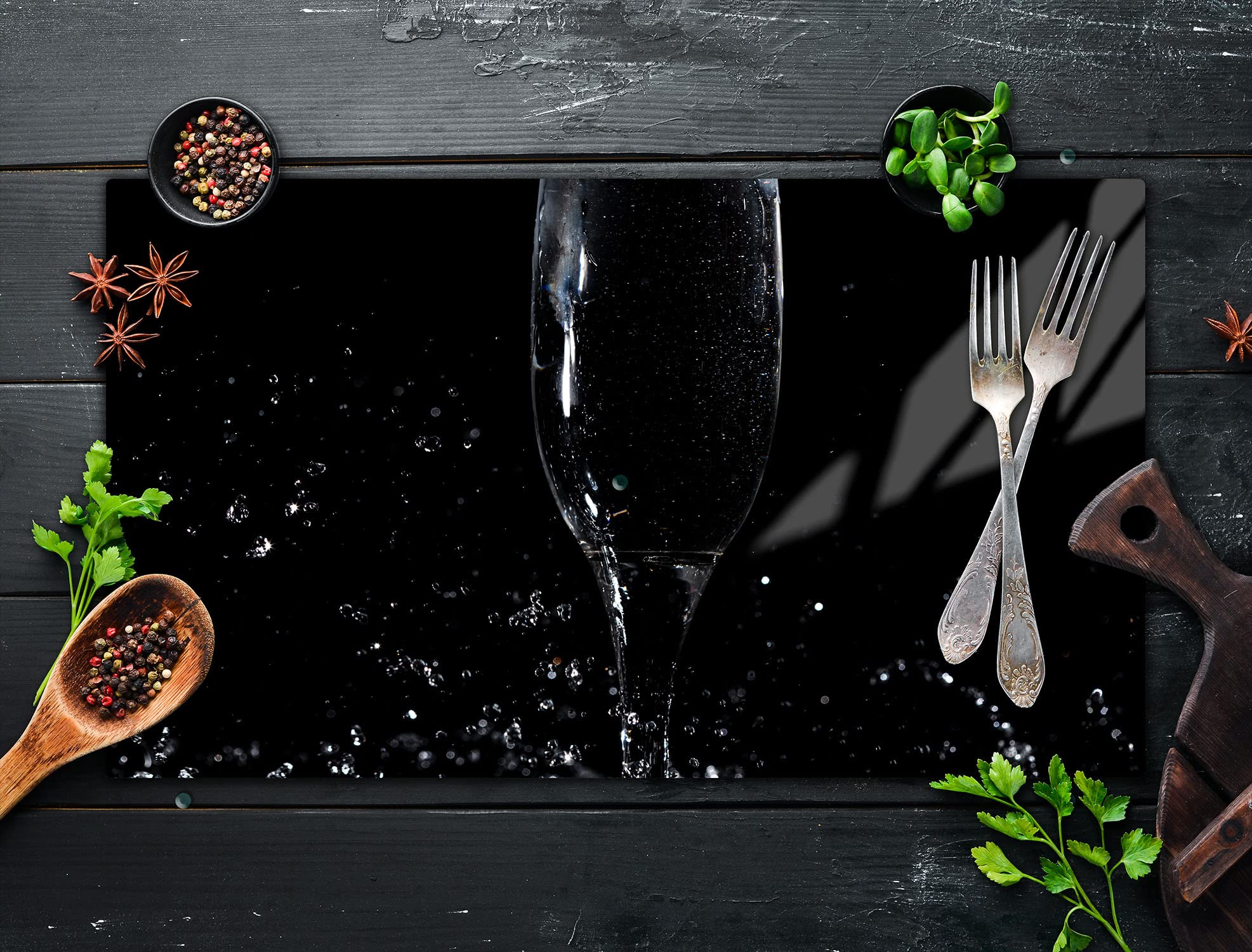 Planche à Découper En Verre Trempé Premium 52x40 Cm – Motif Bois Tomates – Protection Vitrocéramique & Éclaboussures
