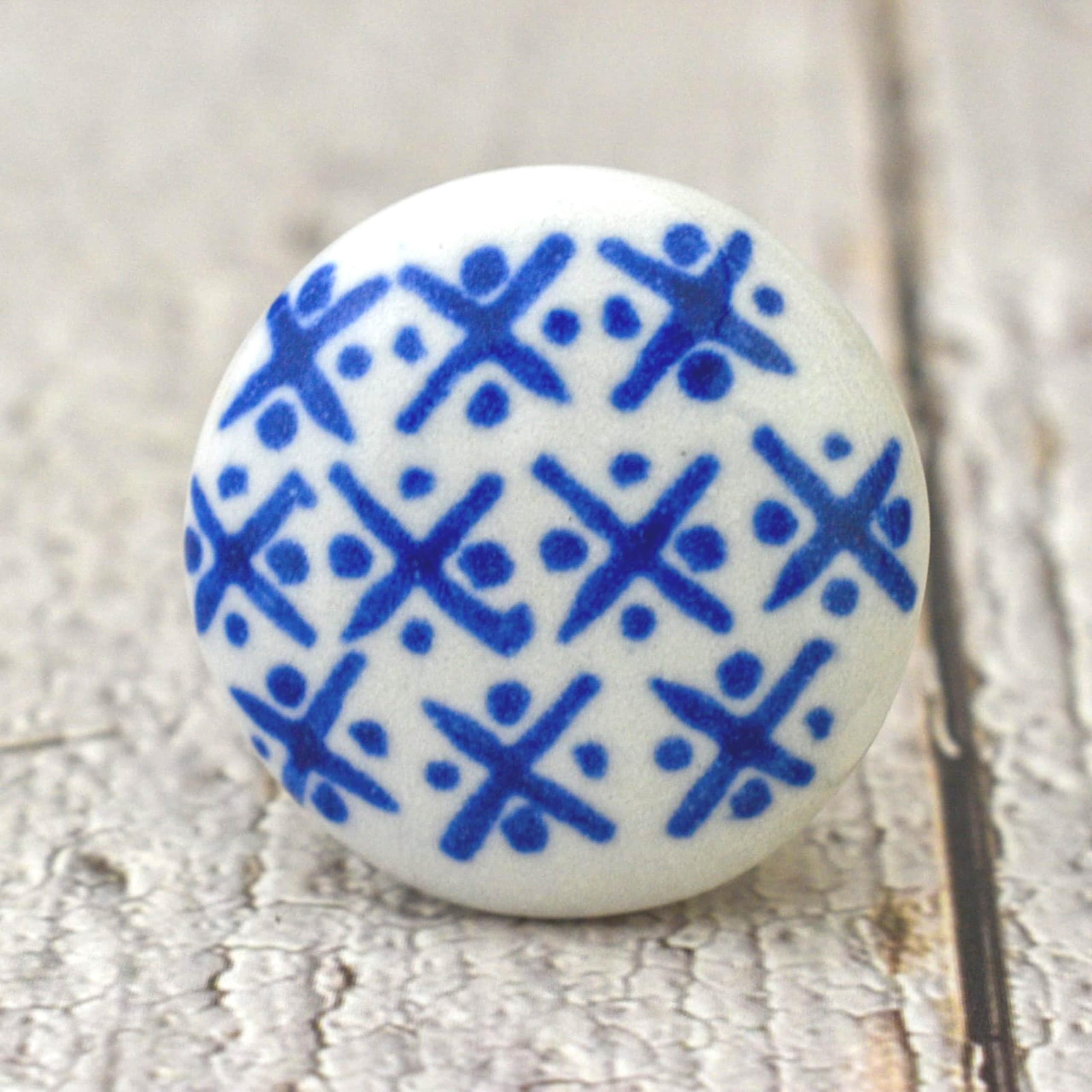 ARTISNO Ceramic Knobs Colorful Blue for Kitchen Cabinets Bathroom Cupboards Dresser Drawers Chest Handmade Pottery Set of 10 (Geometry) - Image 2