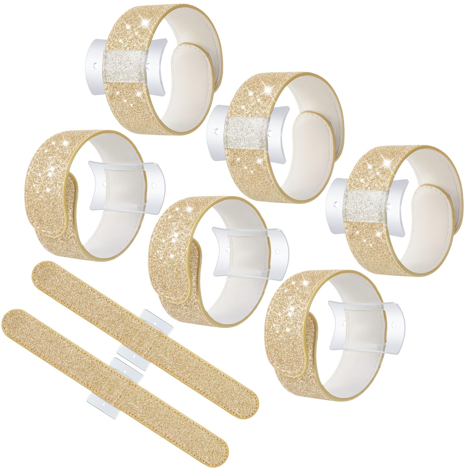 Relaxgiant 6 Pieces Slaplet Wrist Corsage Bracelets Wristlet Band with Acrylic Base Floral Corsage Slaplets Wedding Bracelets DIY Wrist Accessories