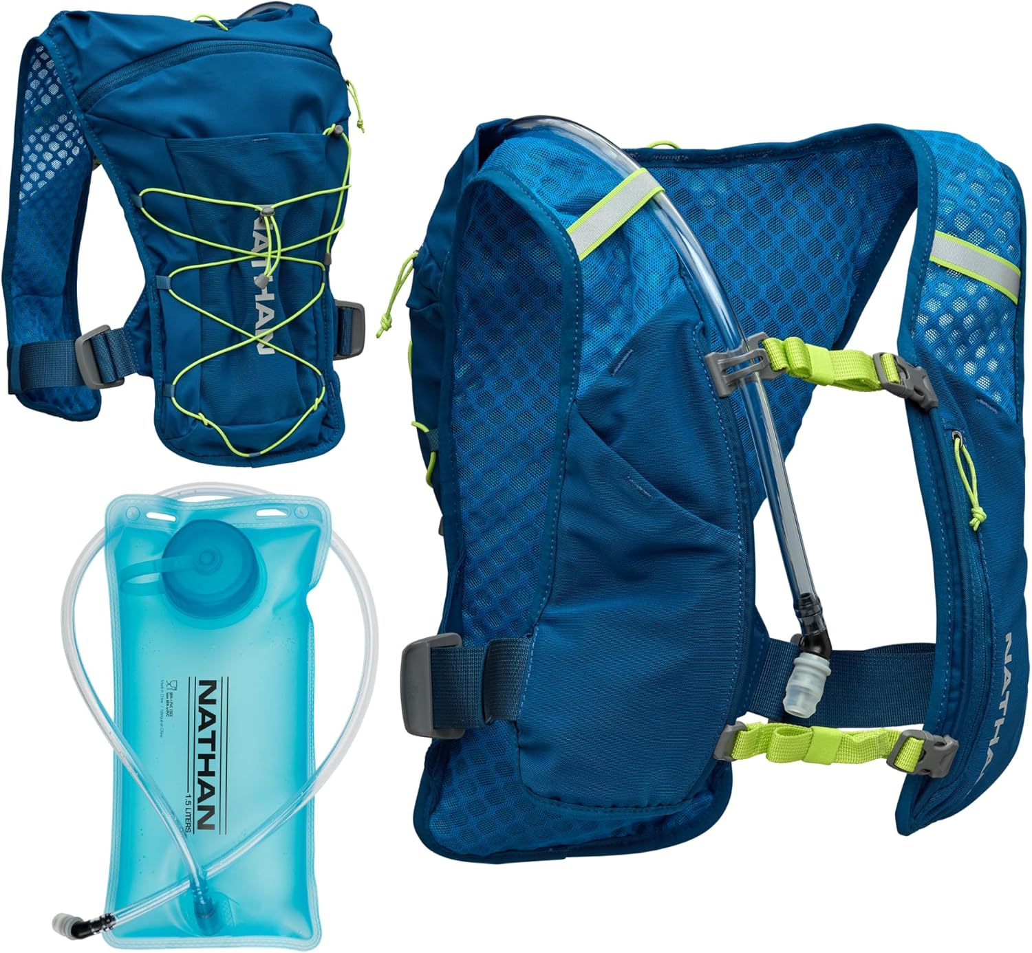 Nathan QuickStart Hydration Pack Vest with Bladder or flasks, Storage Pockets, Breathable Moisture-Wicking Fabric, Adjustable Straps for Running, Hiking, Walking, Marathons, Obstacle Races