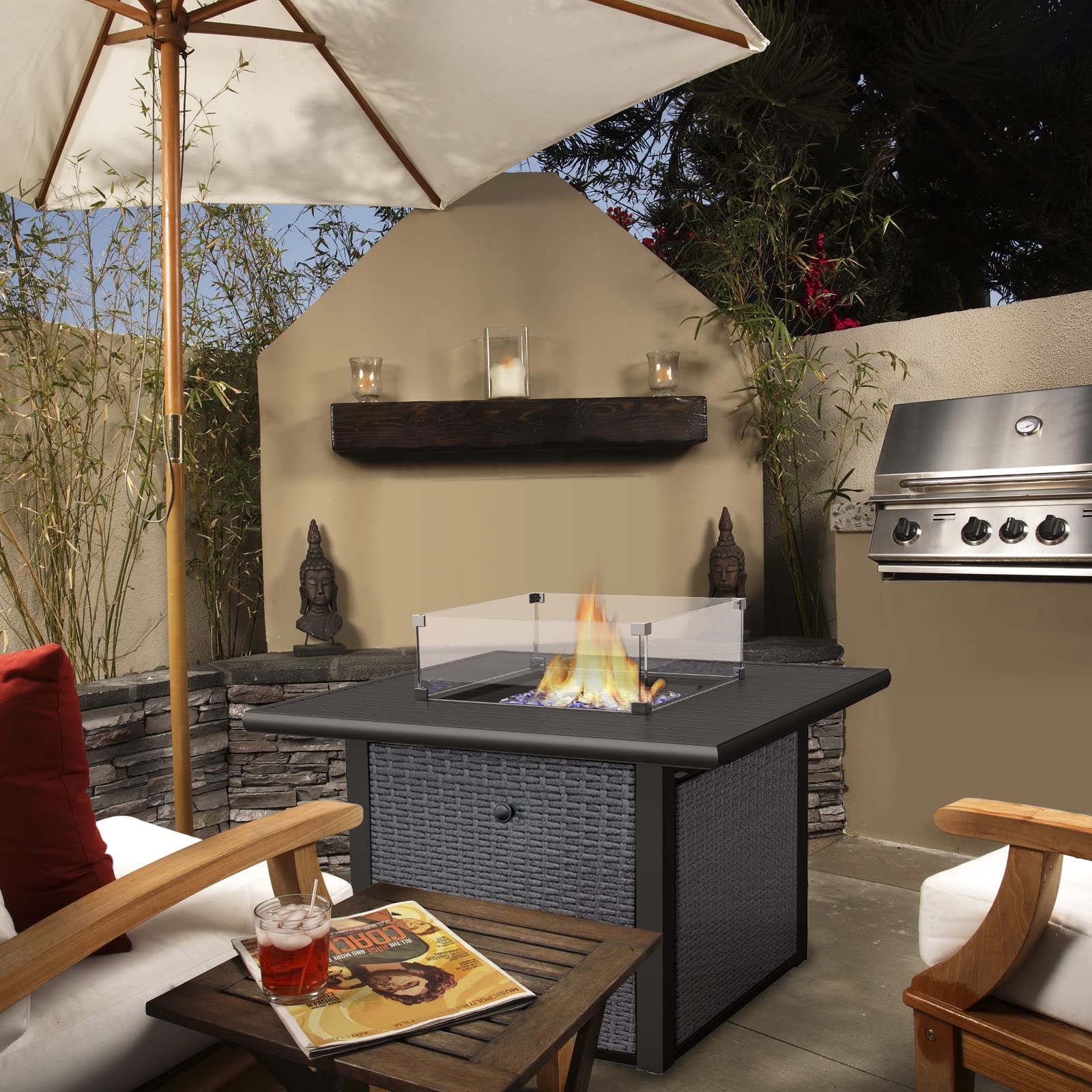 Buy 36 Inch Outdoor Propane Large Fire Pit Table for Deck Outside