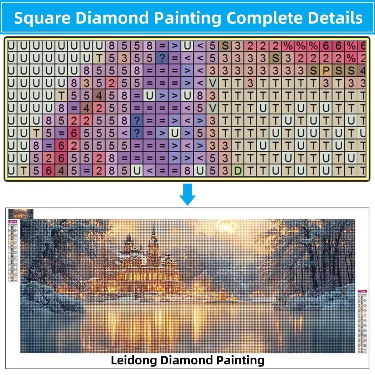 5D "zrób to sam" zamek dla dzieci, śnieżny krajobraz, obraz diamentowy (50 x 125 cm), produkcja mozaiki według liczb, zestaw do malowania krzyżykowego, obraz dla dorosłych, dekoracja domu 8Y-8272