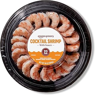 Amazon Grocery, Cocktail Shrimp With Sauce, 10 Oz, 20 Ct, Frozen (Previously Amazon Fresh, Packaging May Vary)