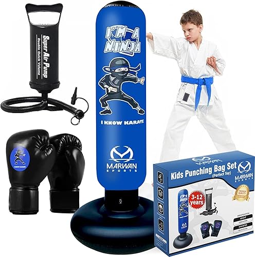 Juego de juguetes de saco de boxeo para niños, bolsa de boxeo inflable para niños de 3 a 12 años, juguetes ninja para niños, Navidad, regalos de