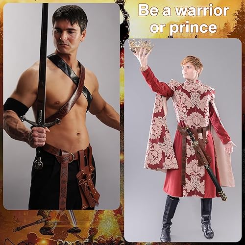 Miniatura 4 de Accesorio vikingo medieval de Halloween, cinturón de espada de cuero, espada de rana con cinturón, cinturón de soporte de espada de caballero,