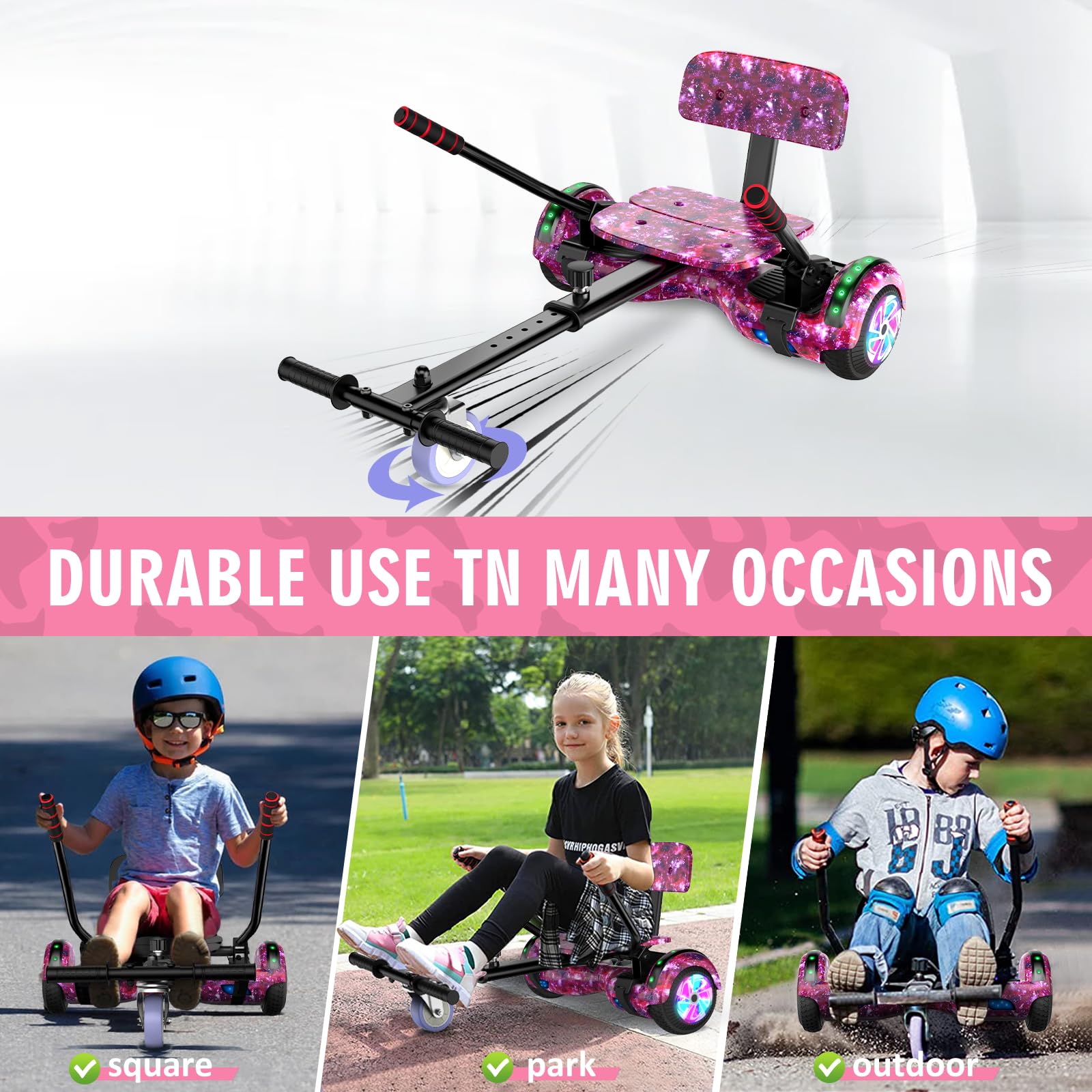 CBD Scooter with Corlorful LED Lights,6.5" Wheels, Dual 300W Motor Scooter for Kids Girls Boys Adults, All Ages