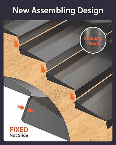 Miniatura 3 de IIIOIIIA Organizador de cajones de especias integrado, bandeja de condimentos de acero inoxidable de 4 niveles para cajones de cocinagabinete