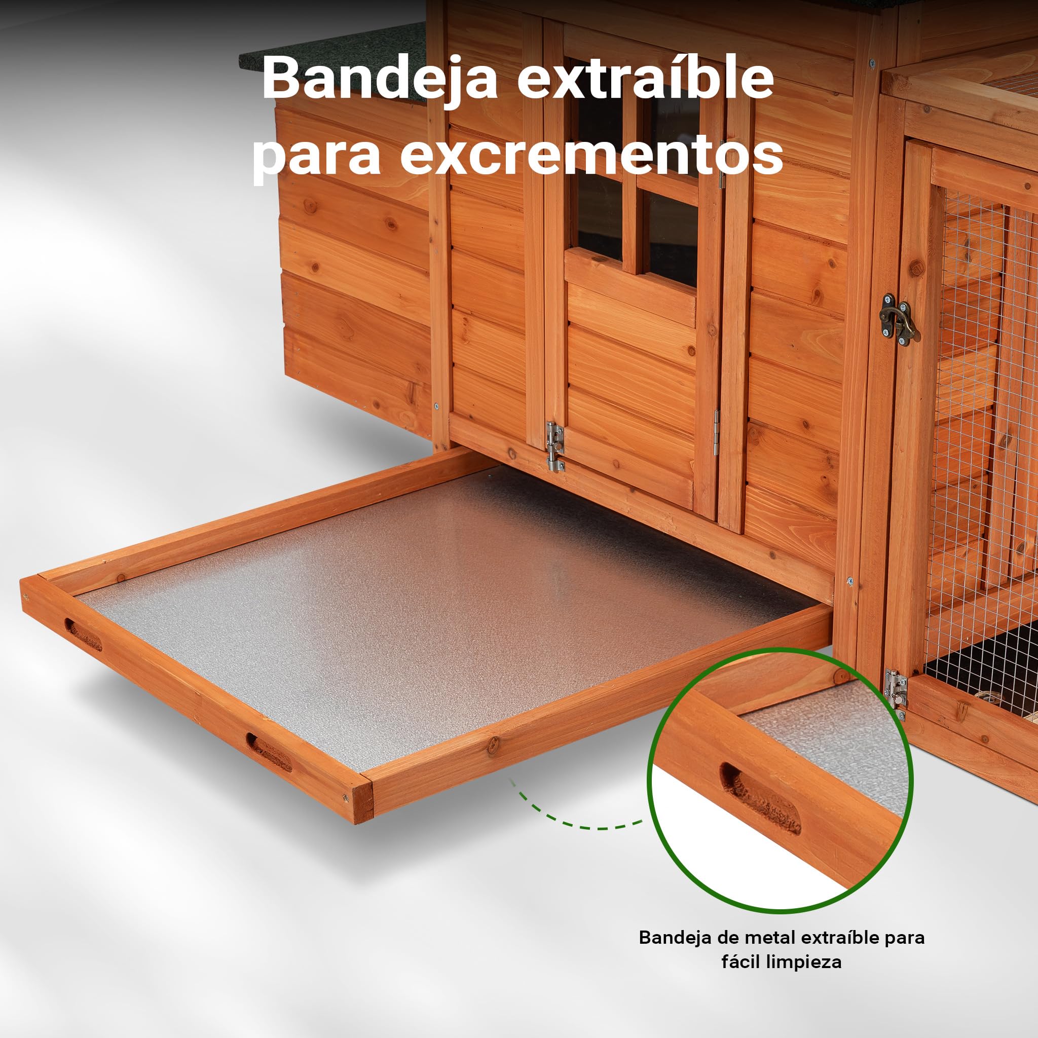 Conejera Casa Caseta Animales pequeños Madera Exterior Mascota Jaula Corredor
