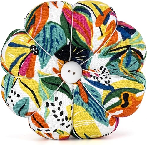 Vista 24 de NEOVIVA Pinc para coser con pulsera, bonito cojín de muñeca para costura diaria, estilo calabaza, paquete de 2, prisma floral rosa