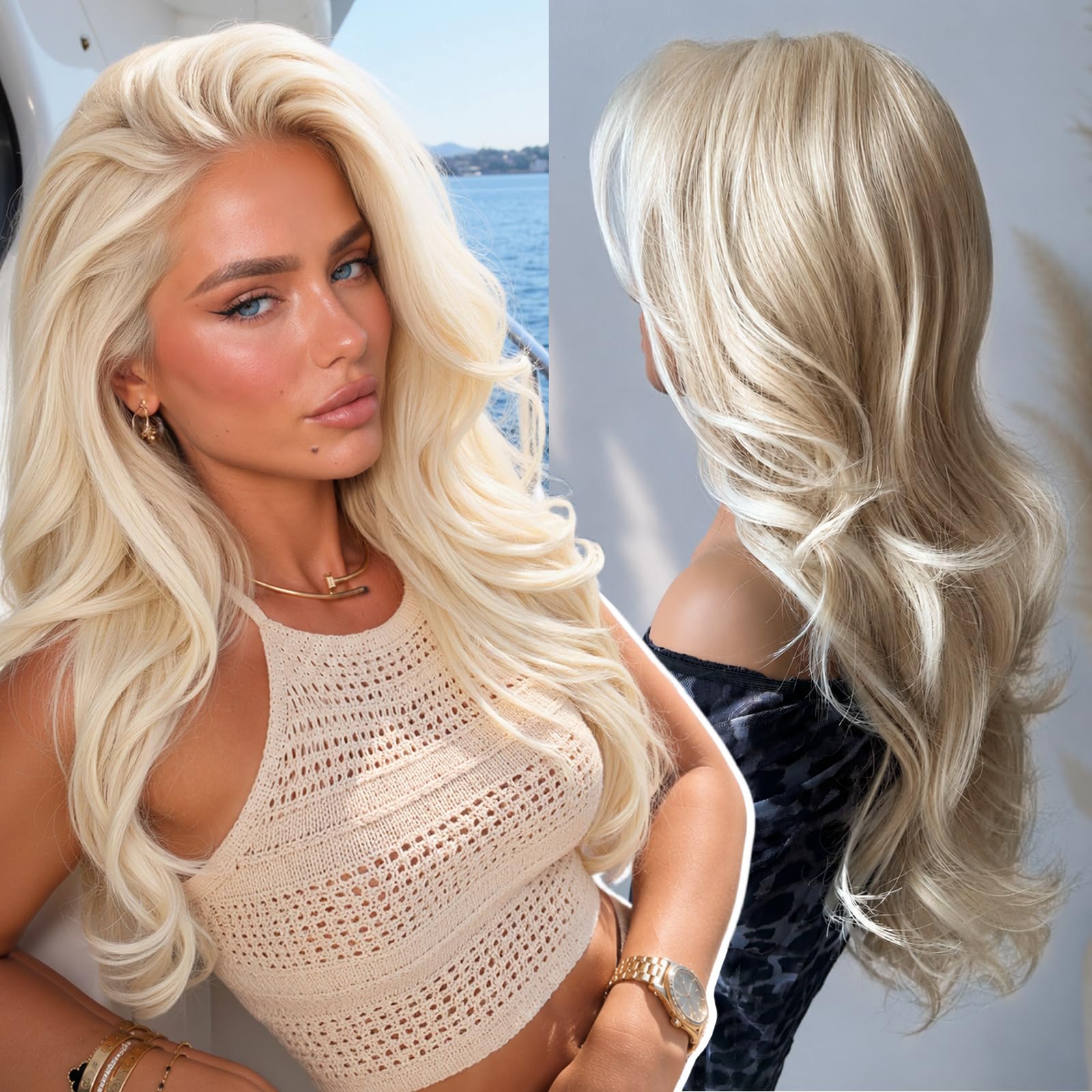 KOME Lumi Blonde Layered 13x4 Synthetic Lace Front Wig for Women 26IN Blonde #R10119
