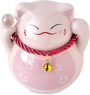 Apropos Japanese Fat Lucky Cat Piggy Bank, Small Piggy Bank for All Ages (Pink Lucky Cat Bank)