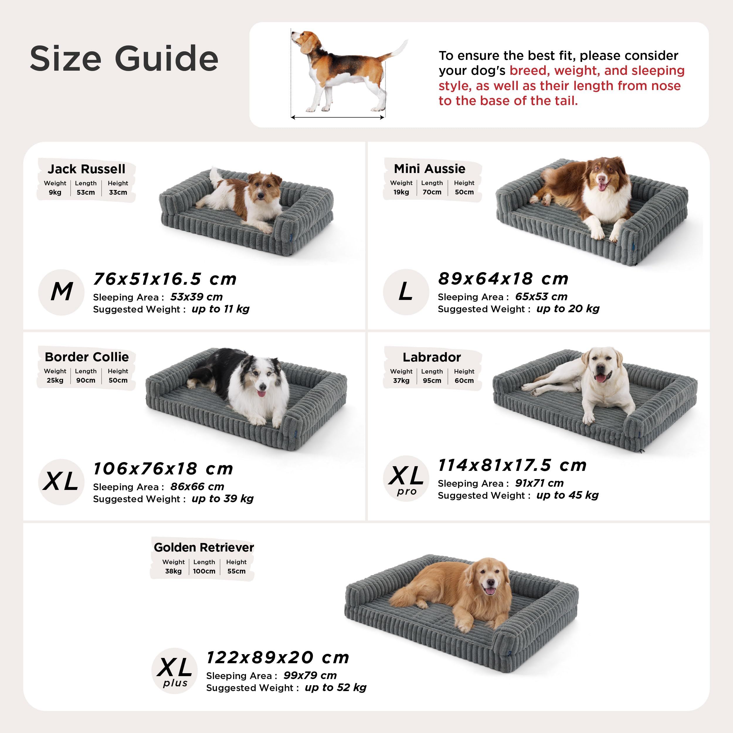 Bedsure Cama Perro Ortopédica Grande - 89x64x18cm Camas para Perros Tipo Sofá con Espuma Viscoelástica y Bordes, Impermeable, Base Antideslizante, Funda de Pana Extraíble y Lavable, Gris
