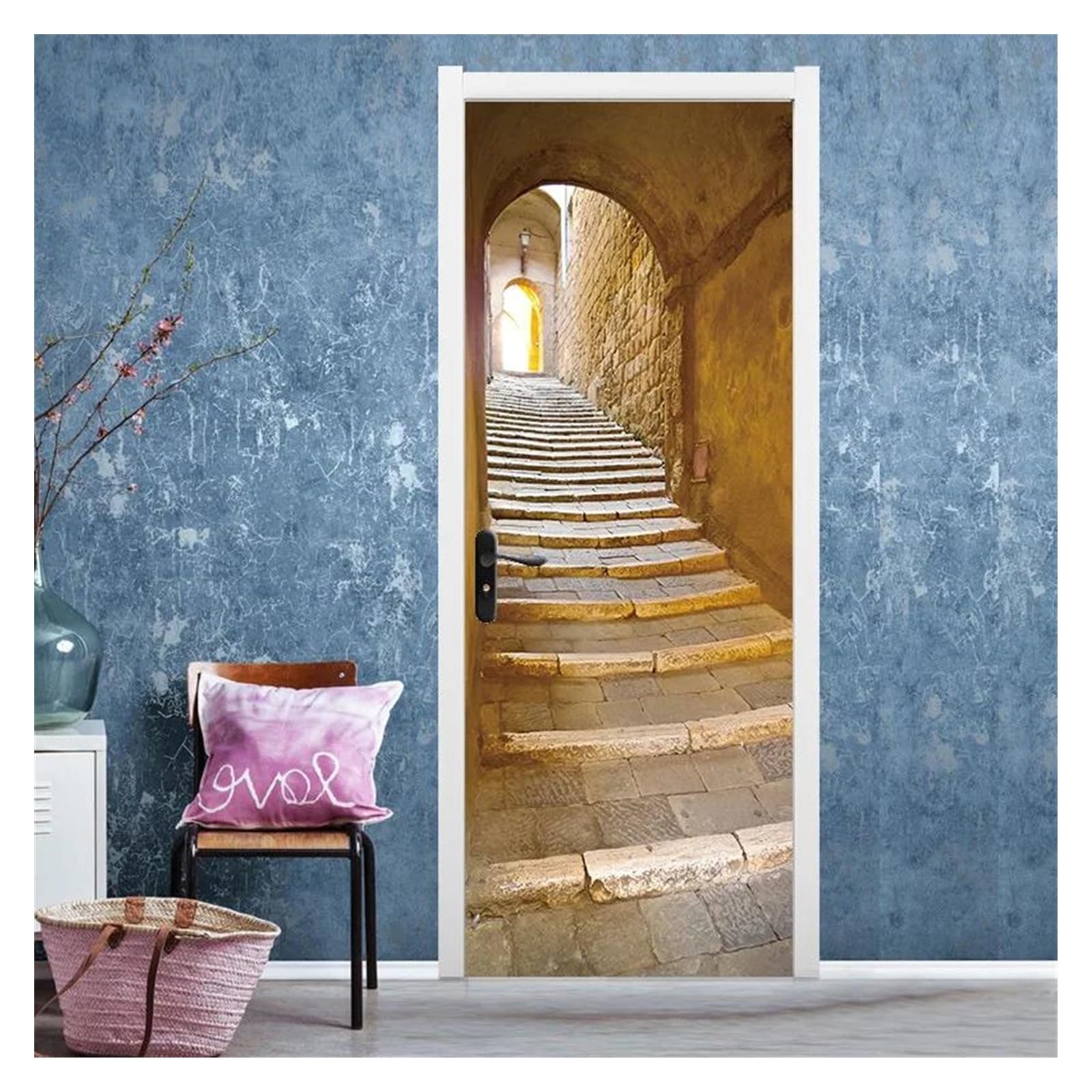 Affiche de porte murale vintage et sticker autocollant de porte 3D