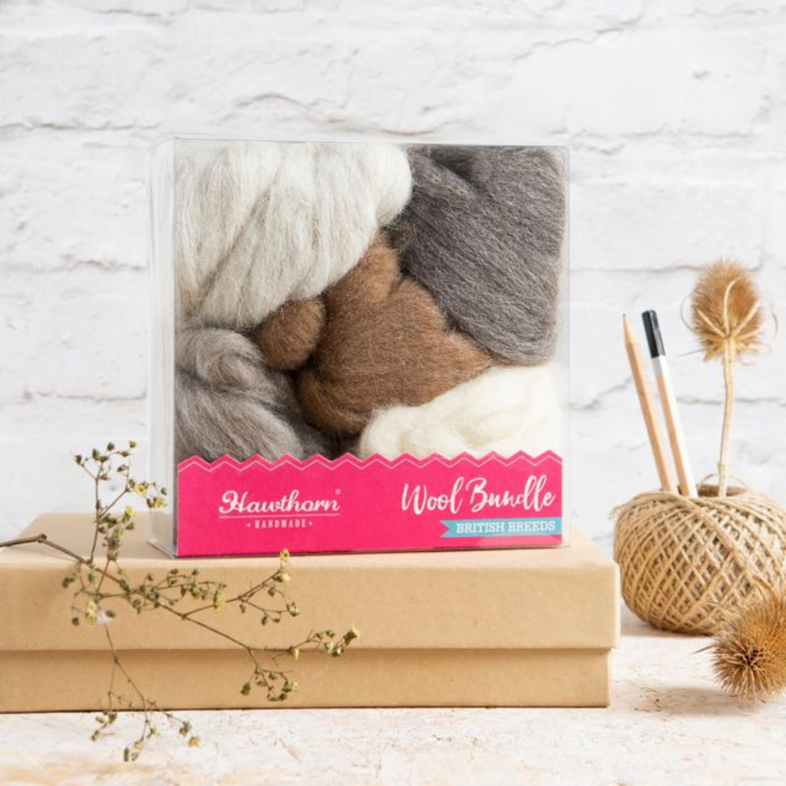 Hawthorn Handmade British Breeds Wool Bundle, Set of 5 Wool Tops for Needle Felting Weaving, Spinning & Wet Felting - Image 2