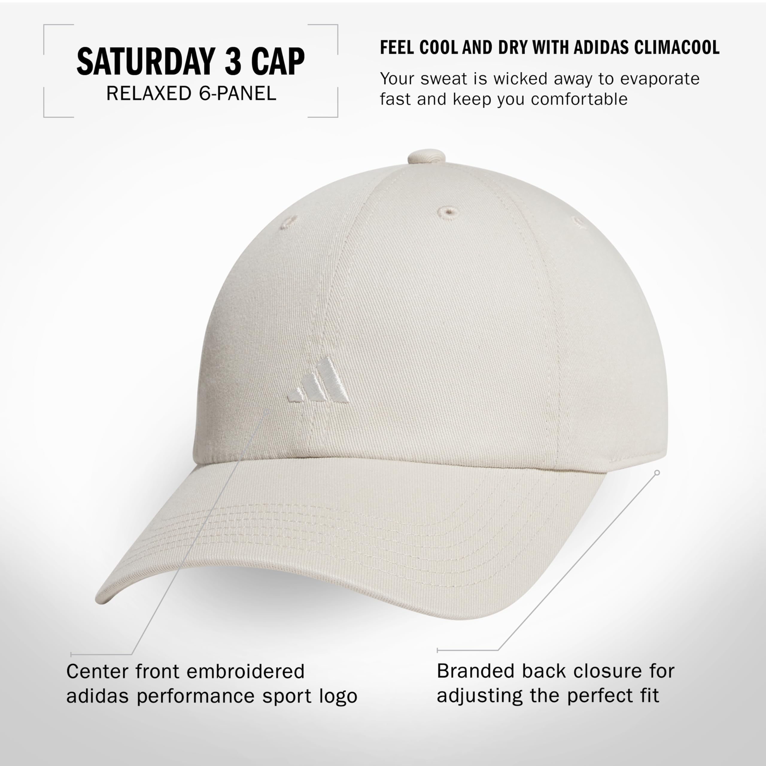 adidas Czapka baseballowa Kobiety Saturday Hat, Relaxed Fit Athletic Adjustable Cotton Baseball Cap