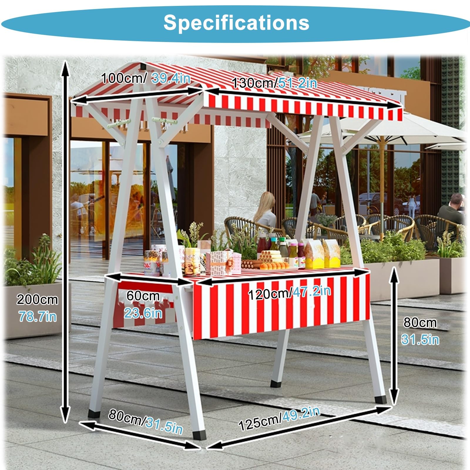 Contatore commerciale dell'esposizione del chiosco, baldacchino all'aperto pieghevole per il cibo di strada, carrello promozionale del fiore, larghezza di 60cm, altezza di 200Cm
